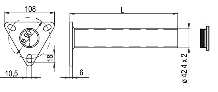 Suport din teava Zincata pentru consola d=42,4 mm L=600mm