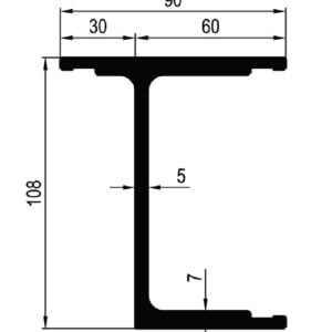 Auxiliary profile 108 mm - expanded