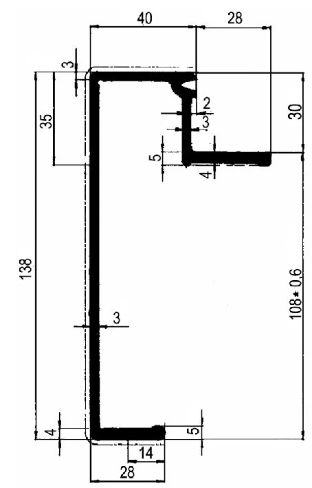 Peripheral profile frame for floor 30 mm