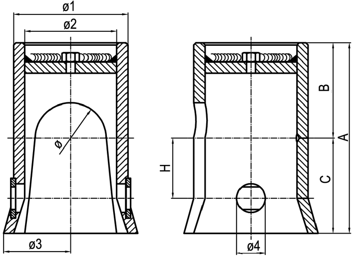 Ball holder di. 100 type 1 - series 3000 - max. 36 tons