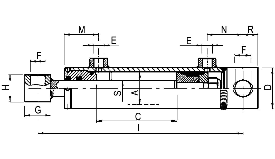 Cylinder hydraulic two-way - type F 70/500
