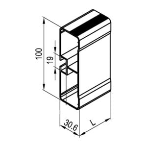Longitudinal aluminium profile 100x30,5