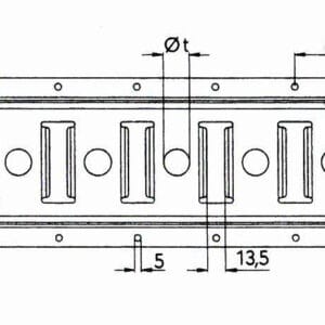 Anchoring rail – combi di.25, 131x11,5x3000x3