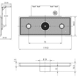 LED marker light rear, red with holder 12 / 24V