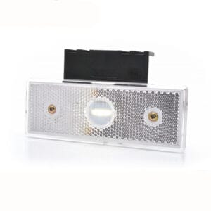 LED marker light front, white with holder 12 / 24V