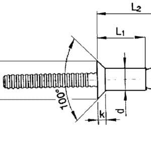 Structural blind rivets HUCK MAGNA – LOK 6,4 x 23 St/St countersunk head