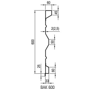 Sideboard steel BAK 600 x 2,5 mm