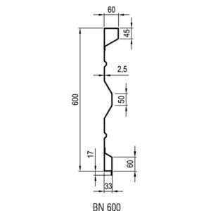 Sideboard steel BN 600 x 2,5 mm