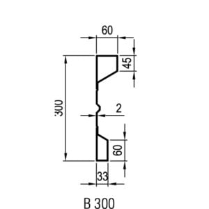 Sideboard steel B 300 x 2,0 mm