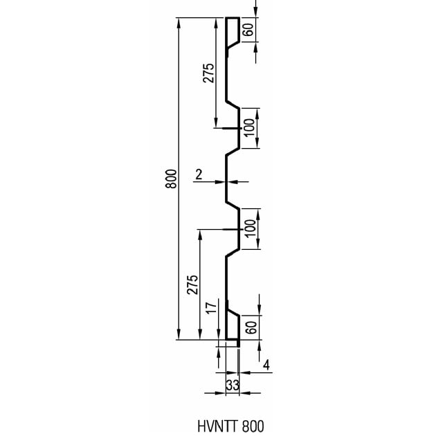 Sideboard steel HVNTT 800 x 2,0 mm
