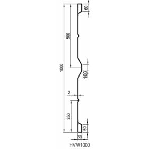 Sideboard steel HV 1000 x 2,0 mm
