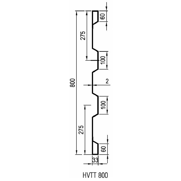 Sideboard steel HVTT 800 x 2,0 mm